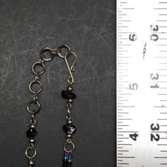 Turtle Anklet Ankle Bracelet 10 In Silver Charm Blue Purple Black Retro Vintage - Picture 5 of 5